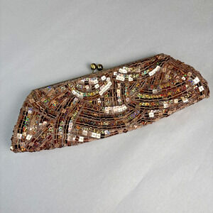 Jessica McClintock Sequin Cocktail Clutch Purse Prom Wedding Holiday Glam Formal